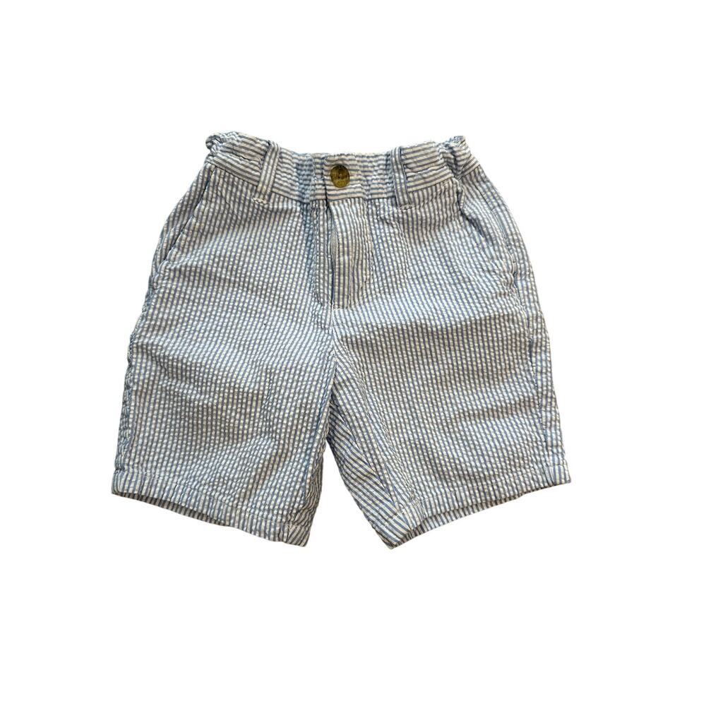 Janie and Jack Boys Seersucker Blue and White Short, size 5